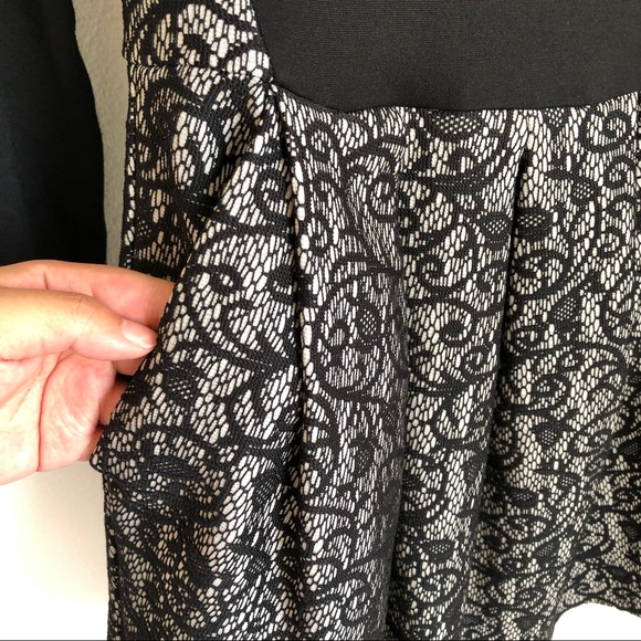 Aritzia Wilfred Black Gray Lace Fit & Flare Long Sleeve Dress Size 2 - Picture 7 of 11